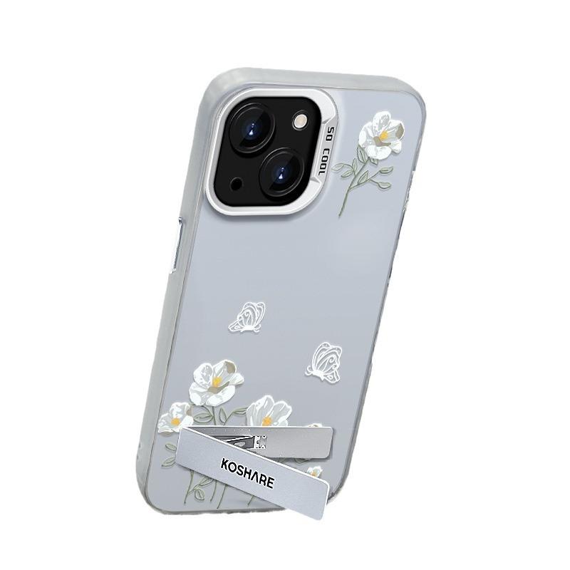 Подходит для Apple 15 Чехол для мобильного телефона Iphone14 Butterfly Bouquet Невидимый кронштейн 13pro Цвет серебристый матовый 12 Ниша 8