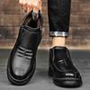 Зимние мужские черные повседневные туфли плюс бархатные теплые хлопковые туфли, простые, удобные, прочные, деловые, мужские кожаные туфли