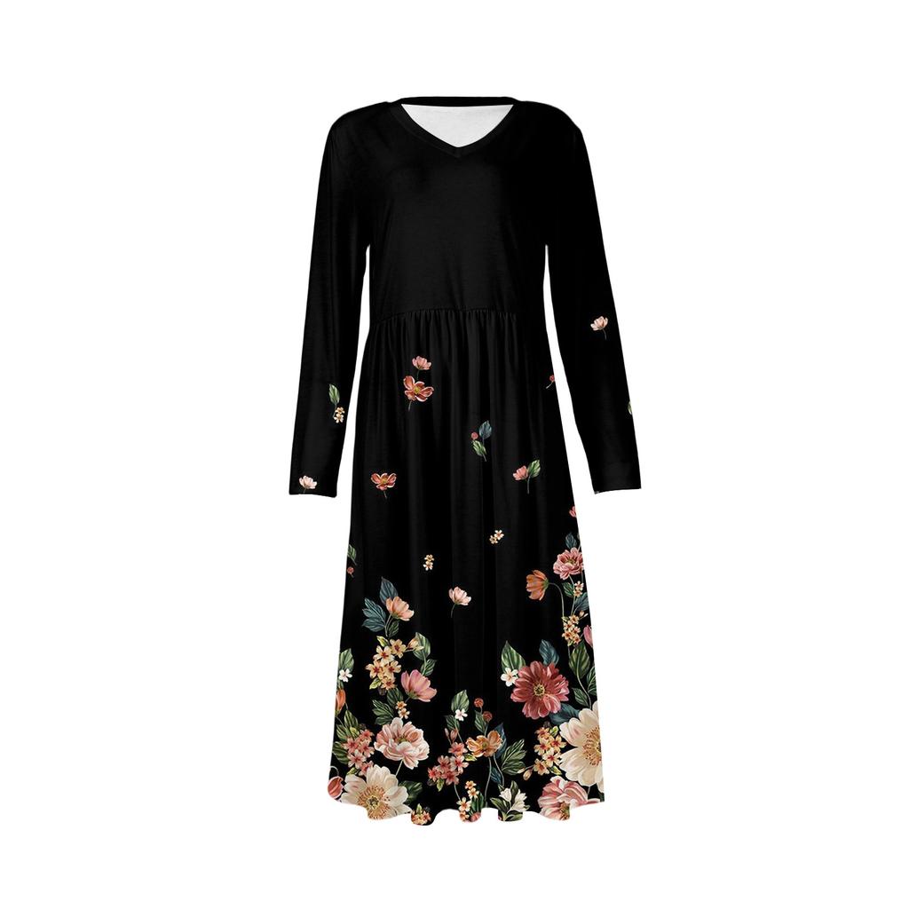 Women's Fashion Dress Spring V-neck Long Sleeve Dress
