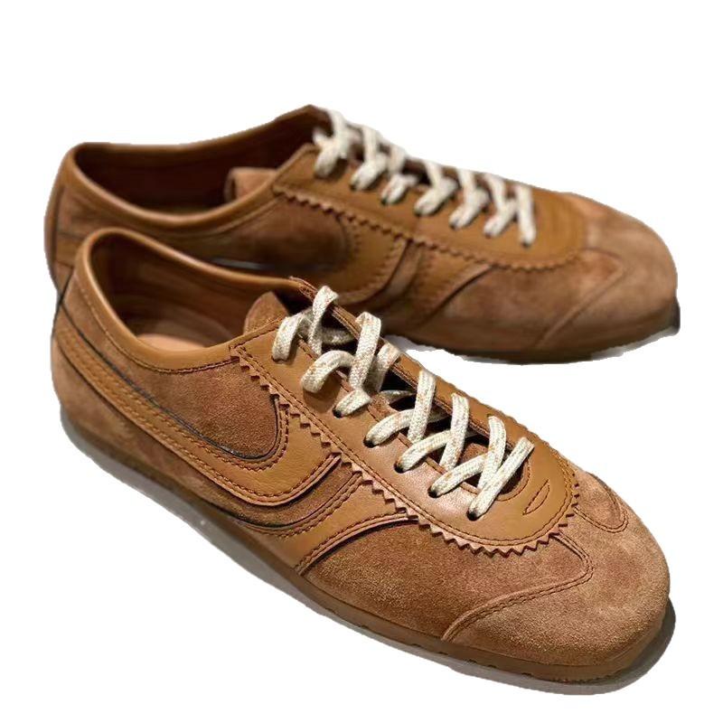 Leather Retro Forrest Gump Shoes Women's 2025 New Autumn Casual Versatile Sports Shoes Flat Baseplate Shoes Outdoor German Training Shoes