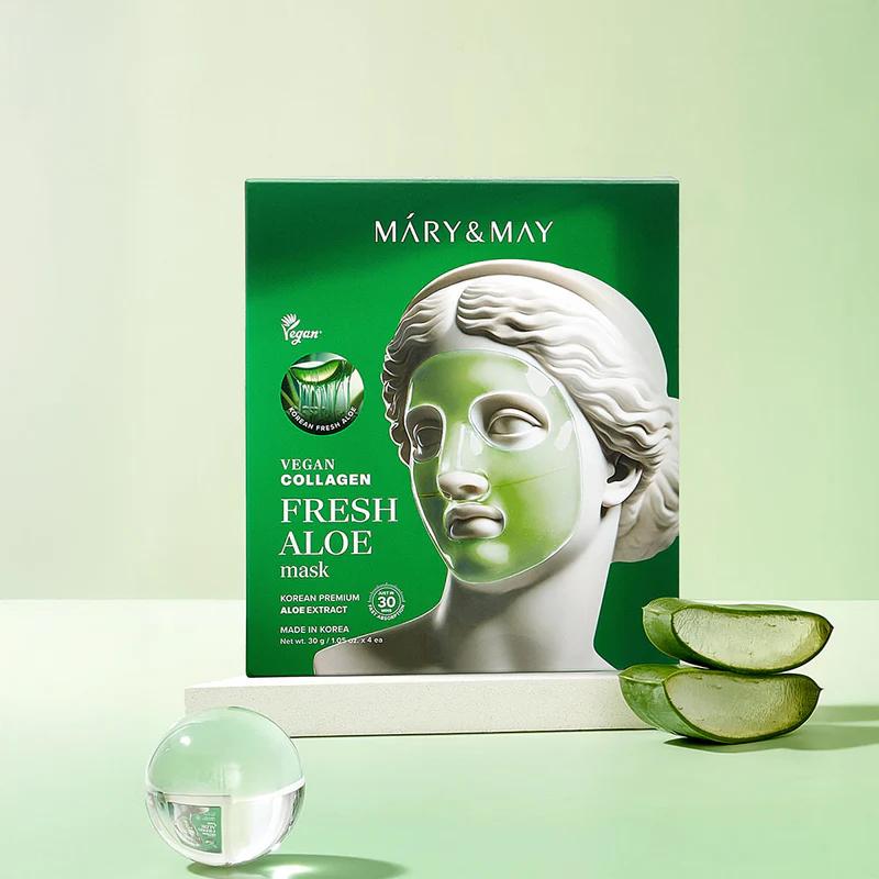 Mary&May Веганская коллагеновая маска со свежим алоэ 30г*4шт.
