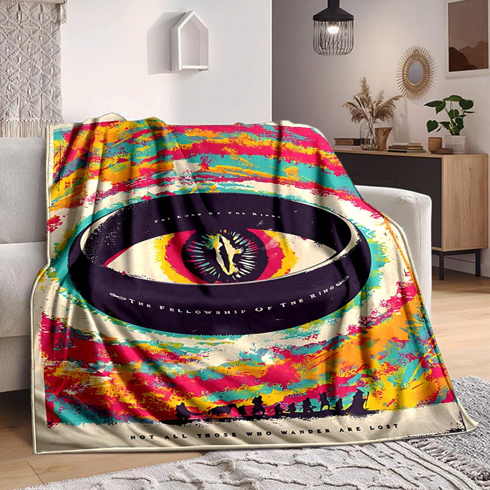 1pc Fellowship of the Ring Blanket Lightweight Flannel Throw For Sofa, Bed, Travel, Camping, Livingroom, Office, Couch, Chair, And Bed