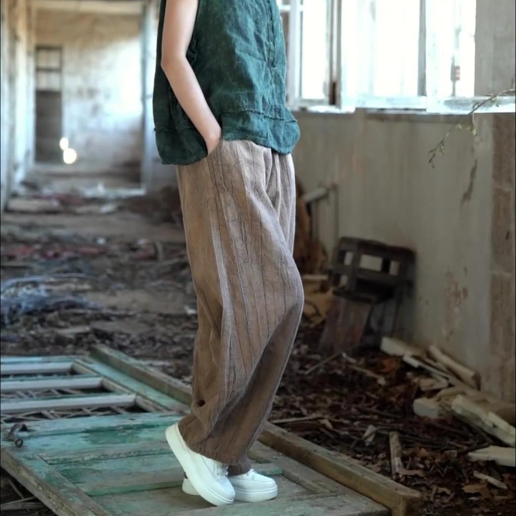 Летние хлопковые и льняные шаровары для медитации с эластичной резинкой на талии, свободные брюки большого размера, женские повседневные брюки