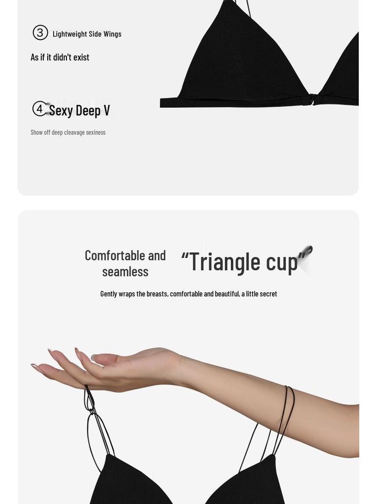 Женский сексуальный французский комплект бюстгальтера с треугольными чашками и передней застежкой, на тонких бретелях, с красивым дизайном спины