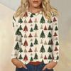 Рубашки с длинным рукавом для женщин, милые футболки с принтом на Рождество, блузки, повседневные топы больших размеров, пуловеры