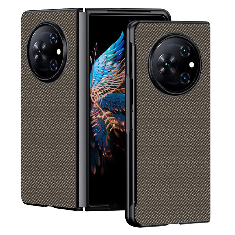 For TECNO Phantom V Fold Case Carbon Fiber Texture Leather + PC Anti-Drop Folding Phone Cover