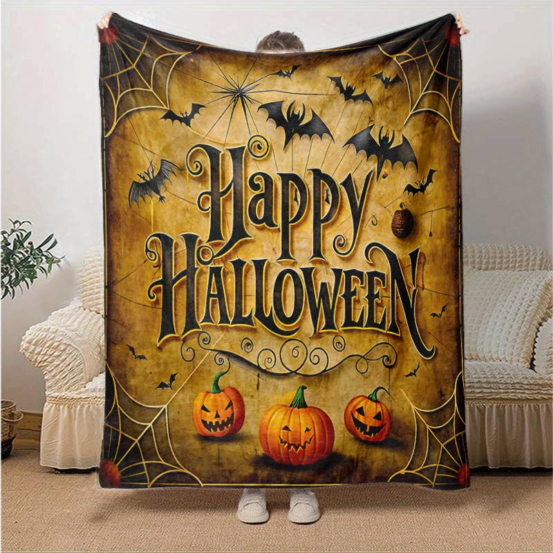 1pc Halloween Happy Day Blanket Cute Home Decor for All Seasons, Living Room, Travel, Camping, Car Blankets