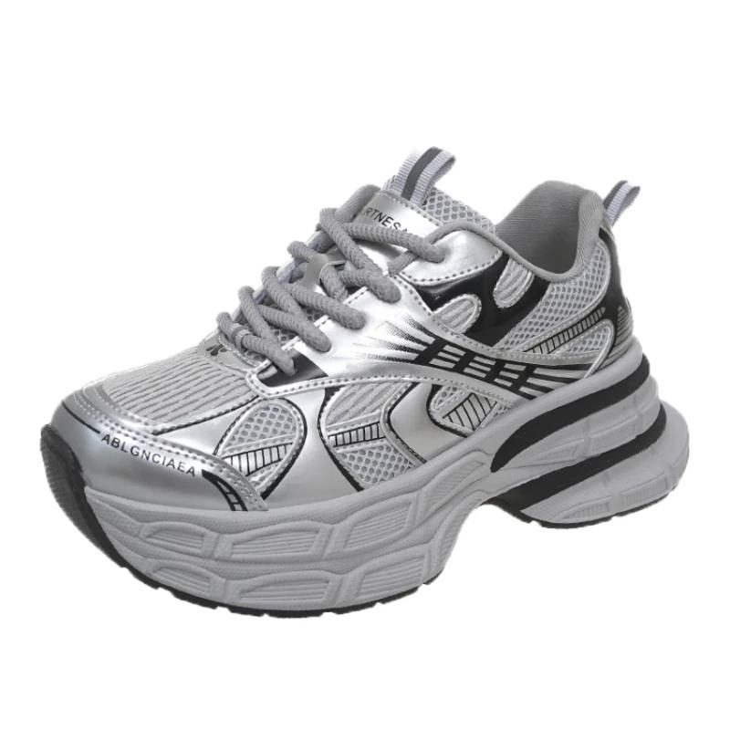 New 2024 Thick Soled Sports Shoes for Women, Thick Soled Loafers, Lace Up Flat Shoes, Popular Casual Vulcanized Shoes