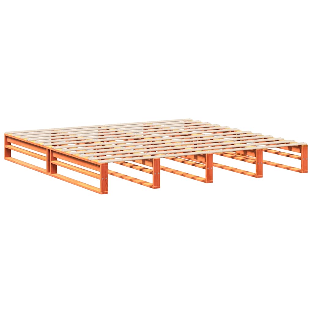 Solid Wood Bed without Mattress Wax Brown 200x200 cm Pine Wood