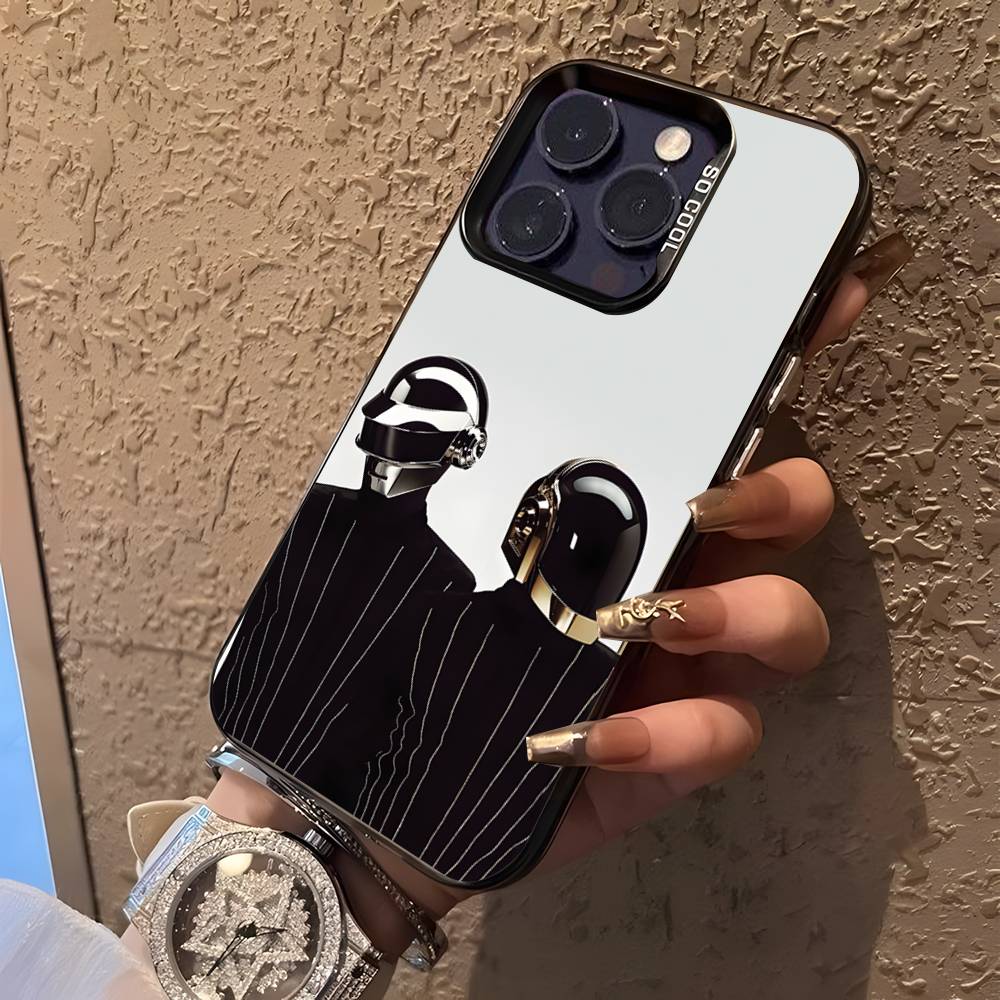D-Daft Punk Группа Для Черный Конфетный Матовый Чехол iPhone 17,16,15,14,13,12,11,Mini,Pro,E,SE4,XS,MAX