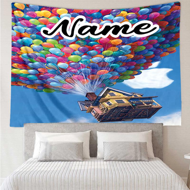 Custom Name Up Print Tapestry, Backdrop, Easy Setup, Ideal for Bedroom, Office & Living Room, with Aesthetic Wall Hanging Decor.