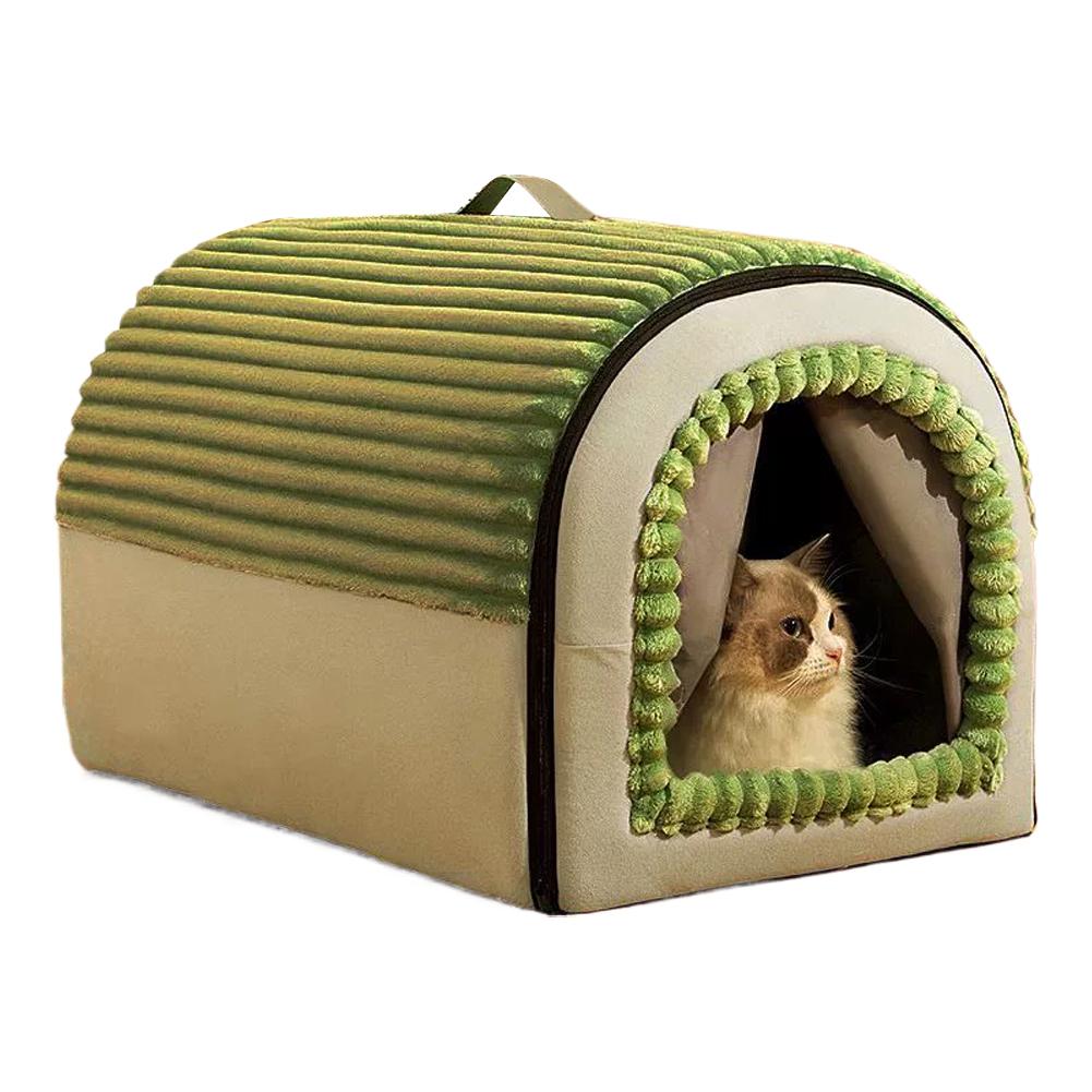 Winter Warm Cat Bed Enclosed Cave House Soft Plush Corduroy Pet Bed Washable Indoor Cat Nest For Small Dogs Kitten
