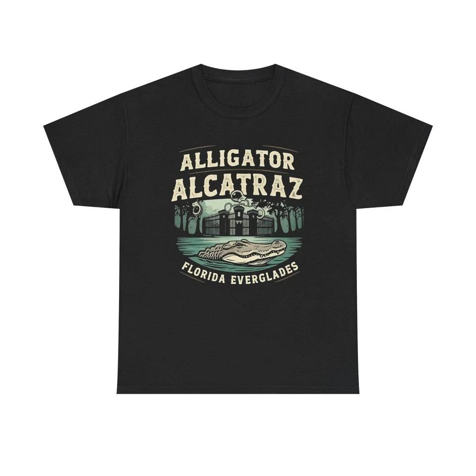 Men's and Women's T-shirts Alligator Alcatraz Prison Florida Everglades Unisex Black T Shirt