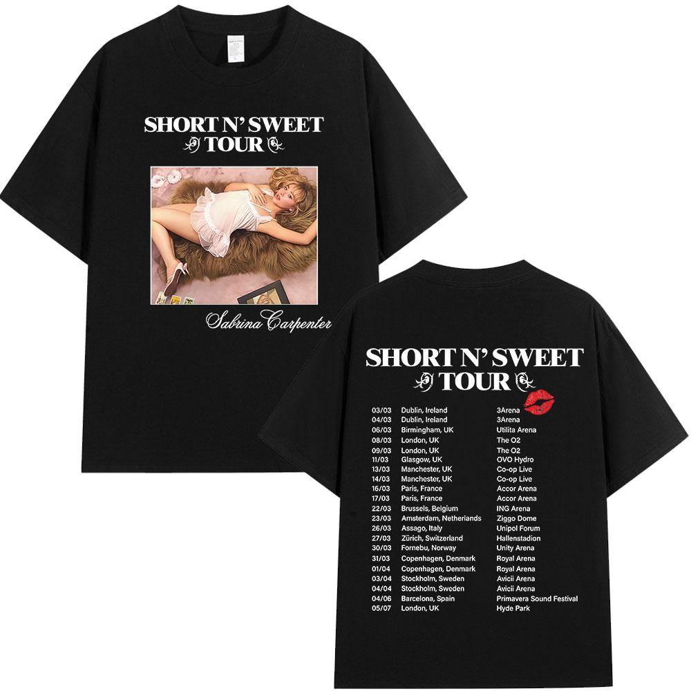 Сабрина Карпентер Short N Sweet Tour 2025 Футболка Подарок для фанатов Унисекс Женская одежда Харадзюку Эстетичные Футболки Хлопковая Свободная Футболка
