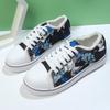 Fashion Women's Fashion Flat Shoes Autumn New Round Head Cloth Printed Lace-up Soft Sole Non-slip Comfortable Canvas Shoes