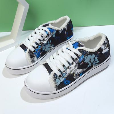 Модные женские туфли на плоской подошве, осенние новые туфли из ткани с круглым носком, на шнуровке, с мягкой подошвой, нескользящие, удобные, парусиновые туфли