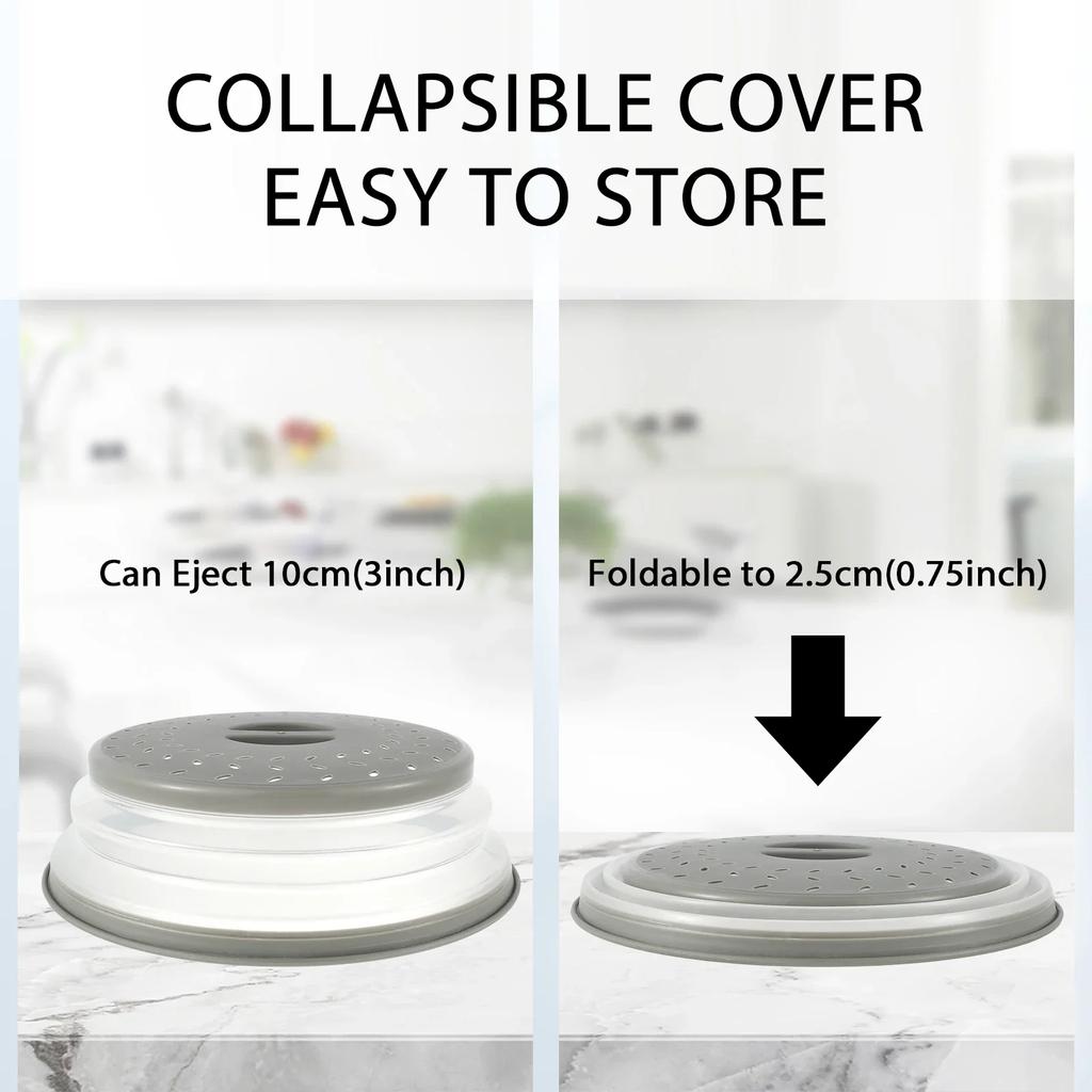 Collapsible Food Plate Cover Drainer Basket Microwave Splatter Cover Microwave Heating Splash-proof Cover Kitchen Cooking Lid