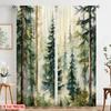 2pcs,2D Plane Printing Print Curtains Misty Pines Durable Polyester (without Rod) Versatile All Ldeal for Living Room, Bedroom,