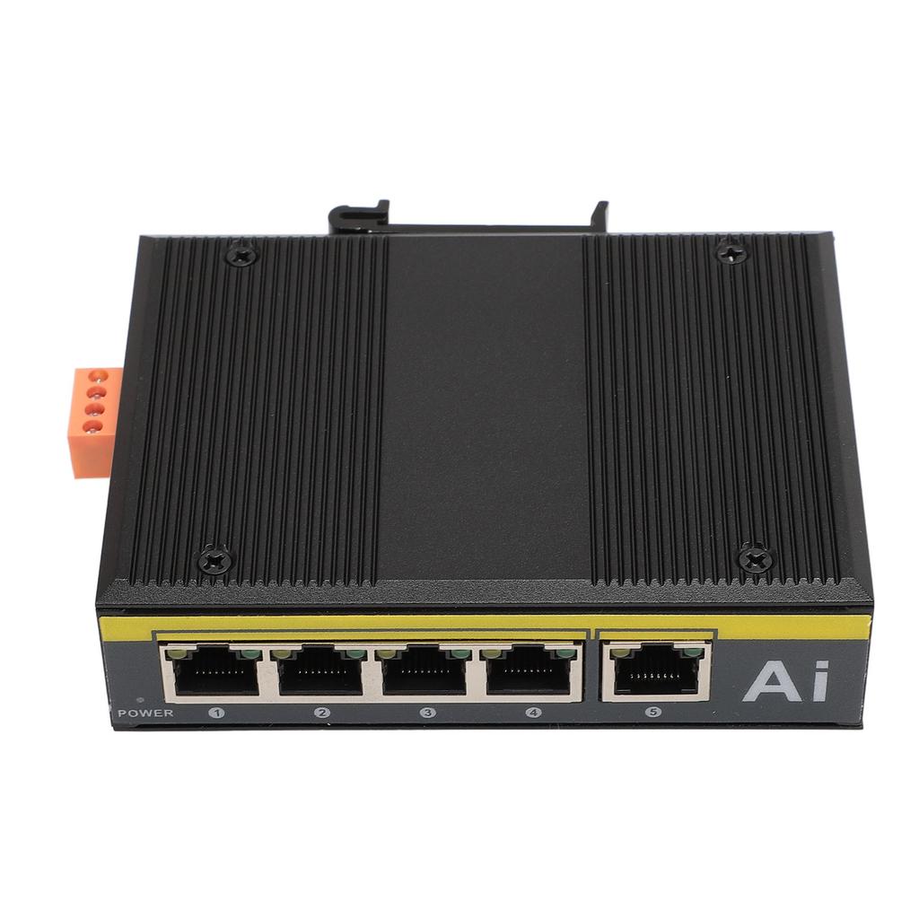 5-портовый промышленный коммутатор Ethernet, широкий диапазон рабочих температур, 10 Мбит/с, 100 Мбит/с, монтаж на DIN-рейку, коммутатор POE с 1 восходящим портом