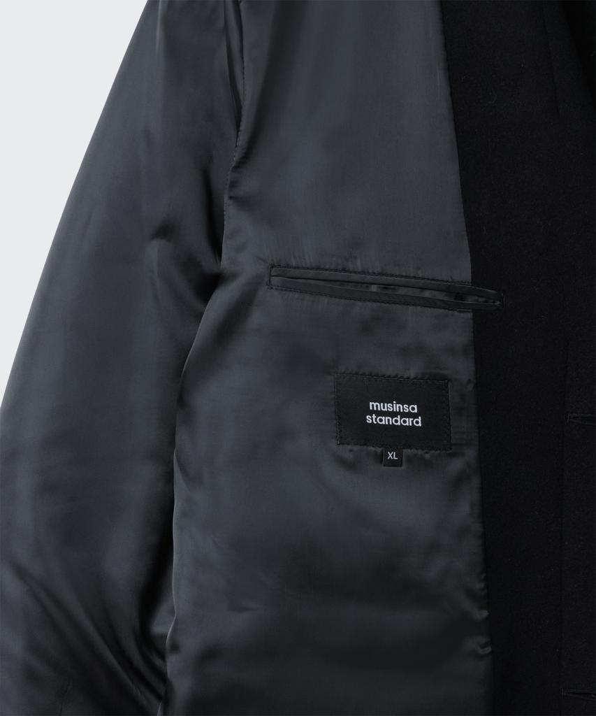 Musinsa Standard Меланжевый oversized короткий блейзер из смесовой шерсти [Черный]