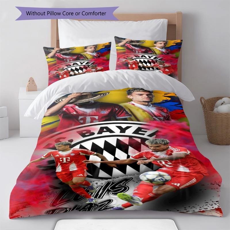 Luis Diaz Bayern Football Star Print 3 Pieces Duvet Cover Set Soccer Fan Bedding Set Bedroom Home Decor Without Pillow Core Comforter