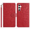 For Samsung Galaxy S26 Case Flower Imprint Leather Flip Wallet Phone Cover with Wrist Strap