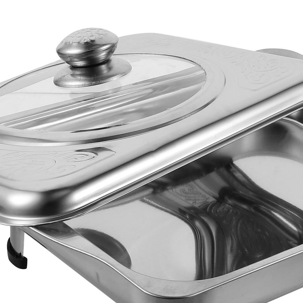 Stainless Steel Dinner Plate Catering Trays with Lids Serving Buffet Charcuterie Food Heating Platter Silver Cover Banquet