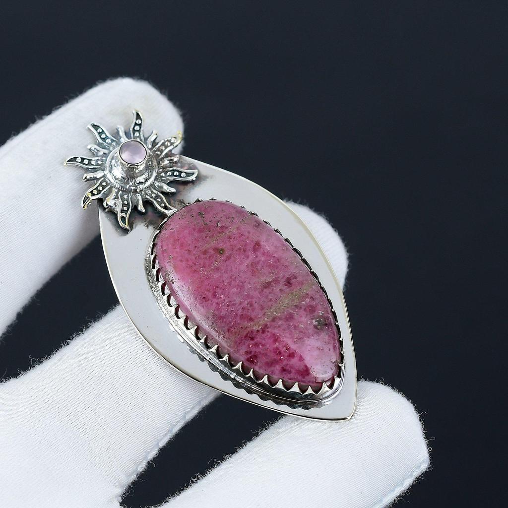Родонит, розовый халцедон драгоценный камень кулон, натуральный родонит драгоценный камень ручной работы 925 стерлингового серебра кулон для женщин кулон для подарков