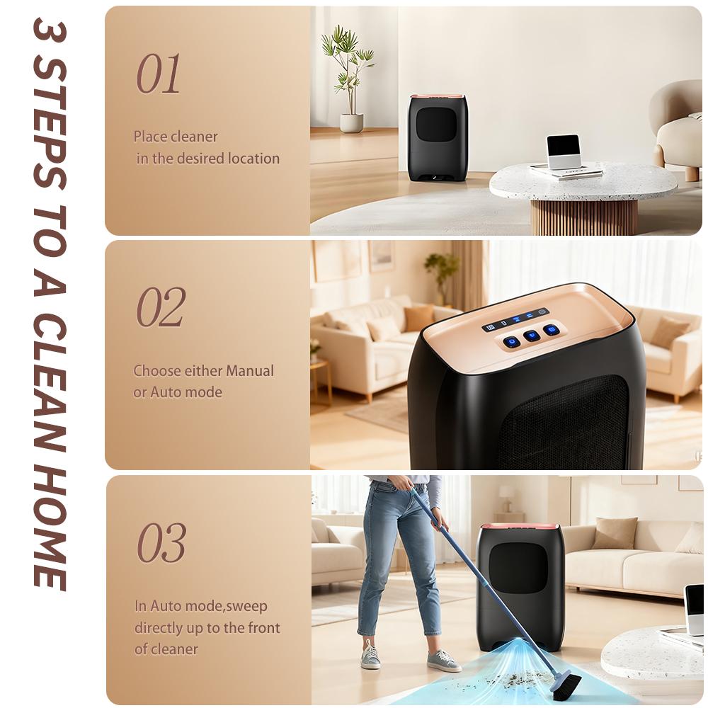 Бесконтактный пылесос Автоматический совок Пылесос Пылесборник с 4-слойным предмоторным фильтром Шерсть домашних животных Инфракрасный датчик Мусорное ведро