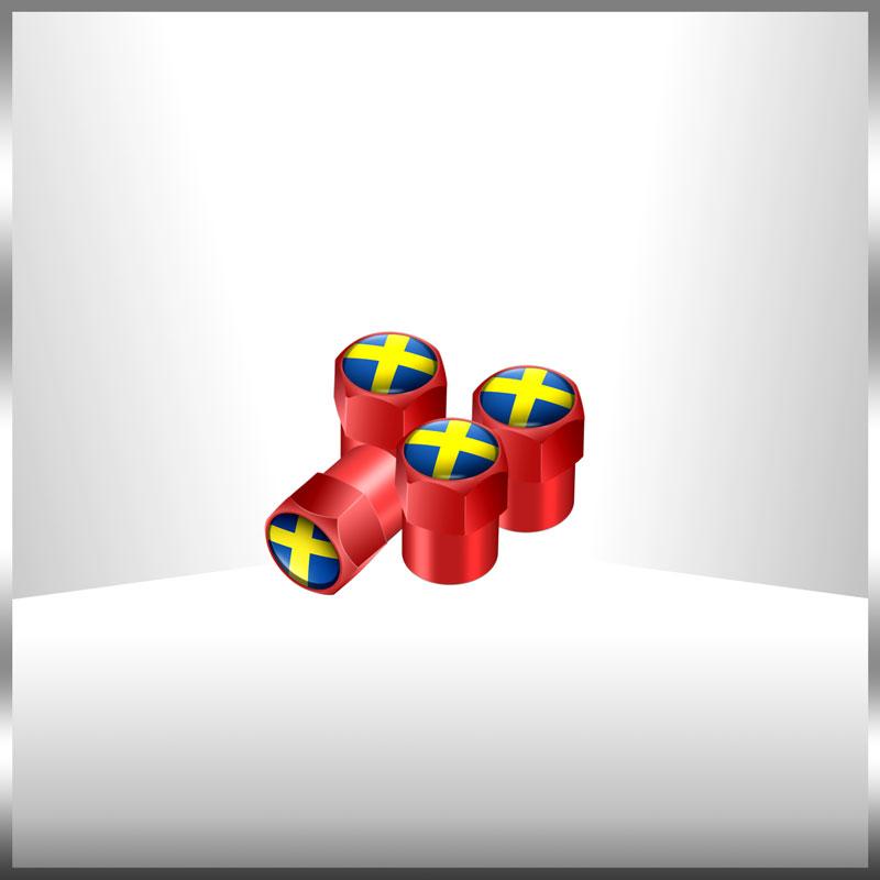Car Decor 4Pcs Sweden Swedish Flag Emblem Auto Wheel Tire Valve Caps Covers Car Styling For Volvo V40 V60 XC40 XC60 XC90 V90 S90