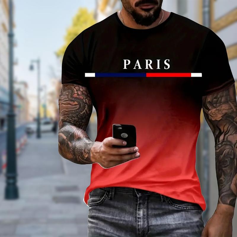 New Summer Men's Fashion T-shirt Personality Lodestone Printed Men's T-shirt Top