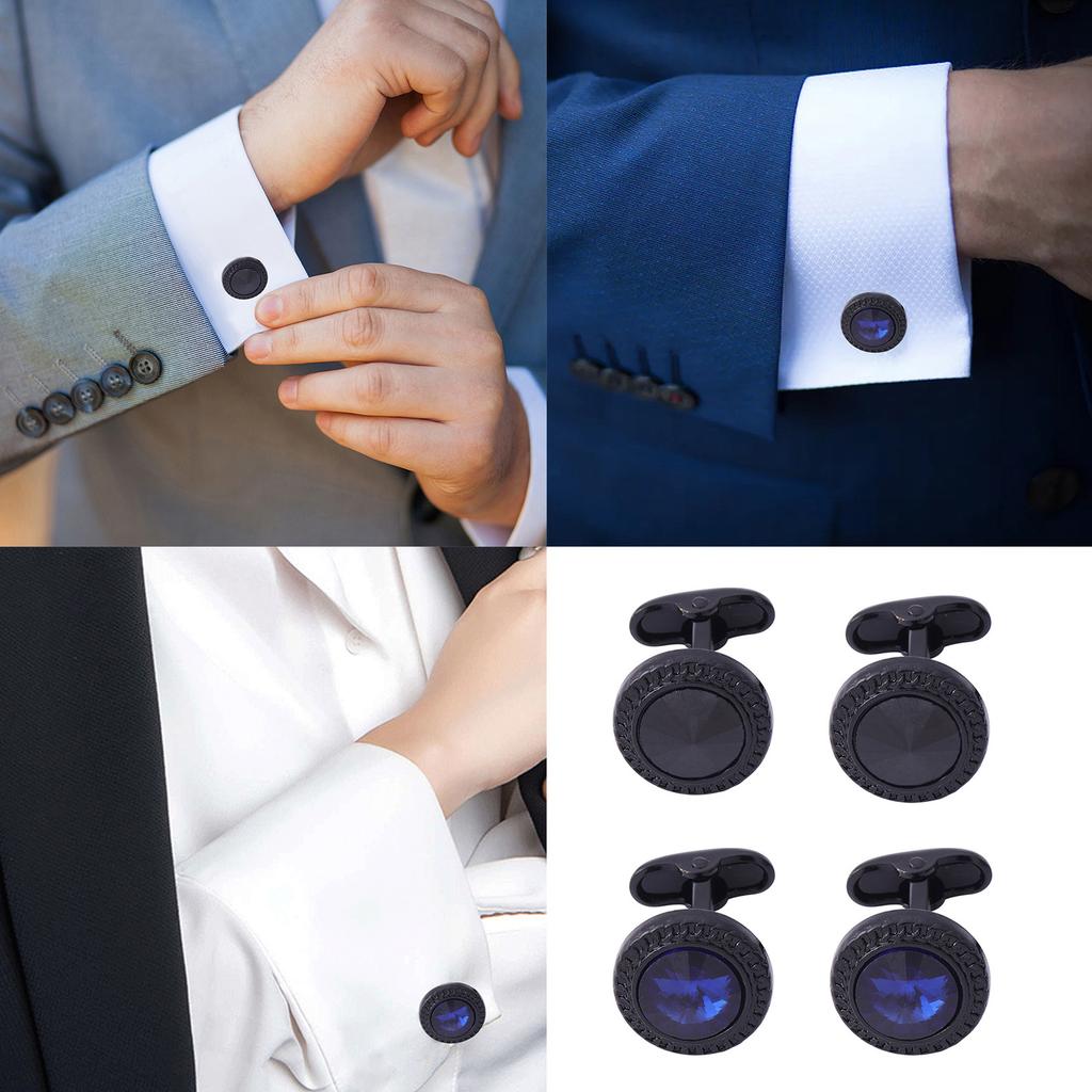 Men Crystal Cufflinks Black Color Business Conferences Cuffs Button for Gentlemen Shirt Wedding Cuff Links Gifts