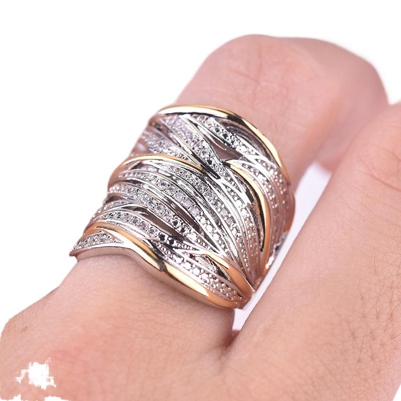 Модные серебряные кольца 925 пробы с сапфиром, двухцветные, с бриллиантами, обручальное кольцо с белым цирконием для женщин, размер 6-10