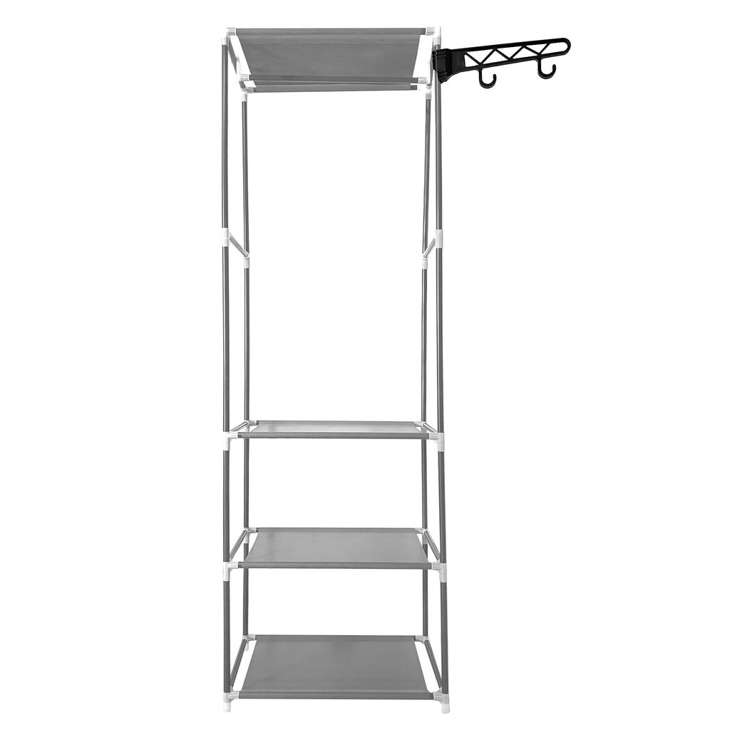 Nyana Home Static Dressing Wardrobe 170x55x35cm 3 Shelves 1 Top Bar 1 Side Hanger