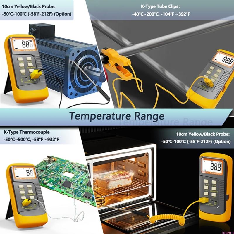 Two Channel Digital Thermometers With Large LCDs Display For High Temperatures Measurement Up To 1300C