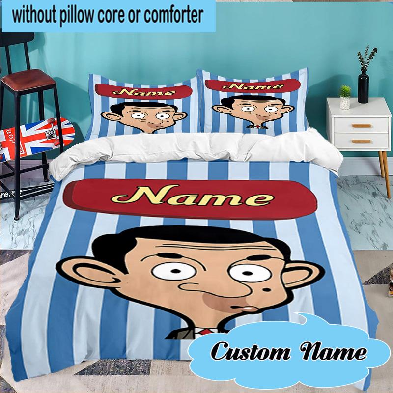 Custom Name 3PCS Mr. Bean's Spotlight Moment Bedding Set Including 1pc Duvet Cover And 2pcs Pillowcases for Bedroom, Dormitory Gift Home Decor