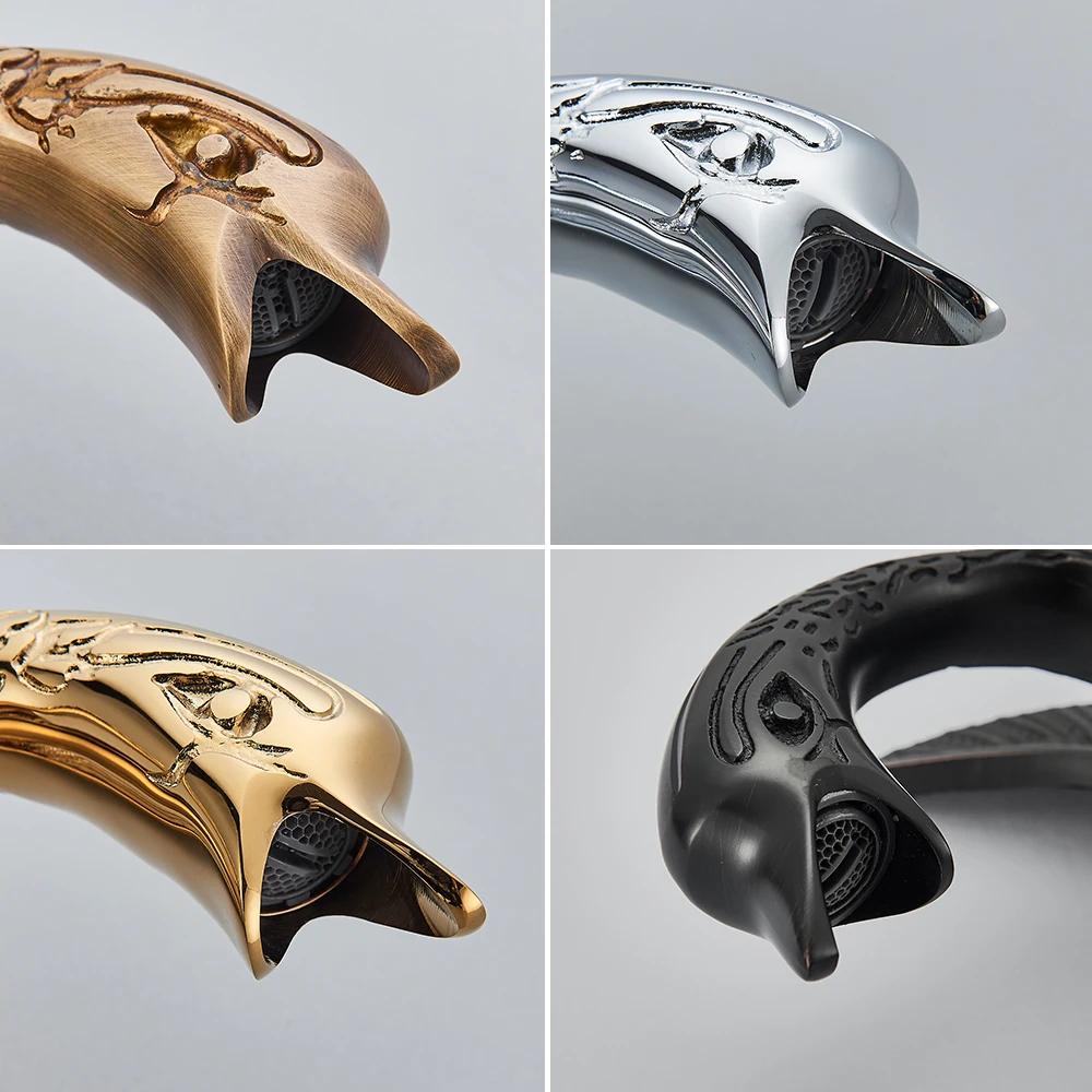 Uythner Luxury Swan Bath Basin Brass Faucet Cold and Hot Water Mixer Taps Black /Gold/Antique Bathroom Washbasin Crane