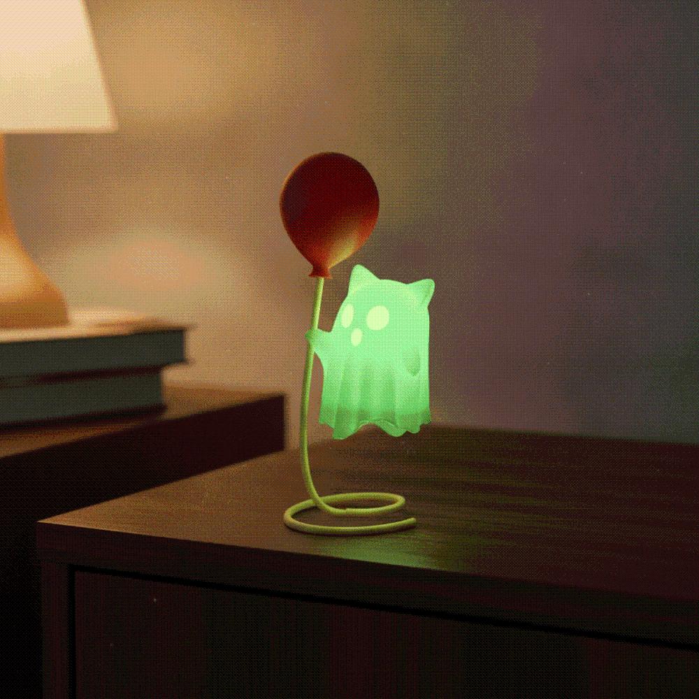 Spiral Base Halloween Ghost Figure Resin Material Miniature Balloon Ornament Nightstand Companion