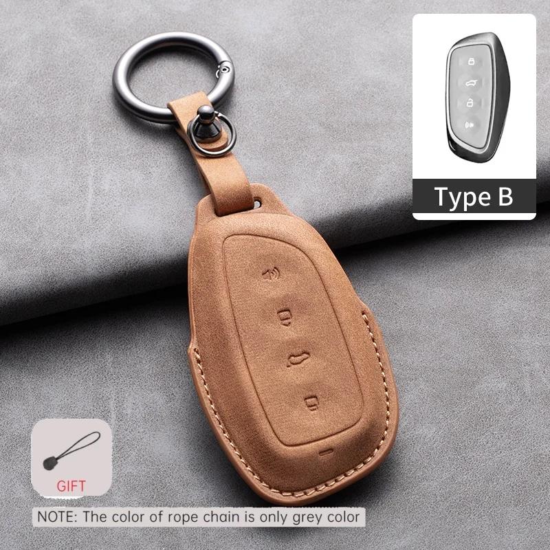 Leather Car Key Case Cover Holder Keychain Keyless Shell for HAVAL Hover XY H6 Dargo M6 H9 H6S F7 F7X Jolion X DOG H2 H3 H5 Key