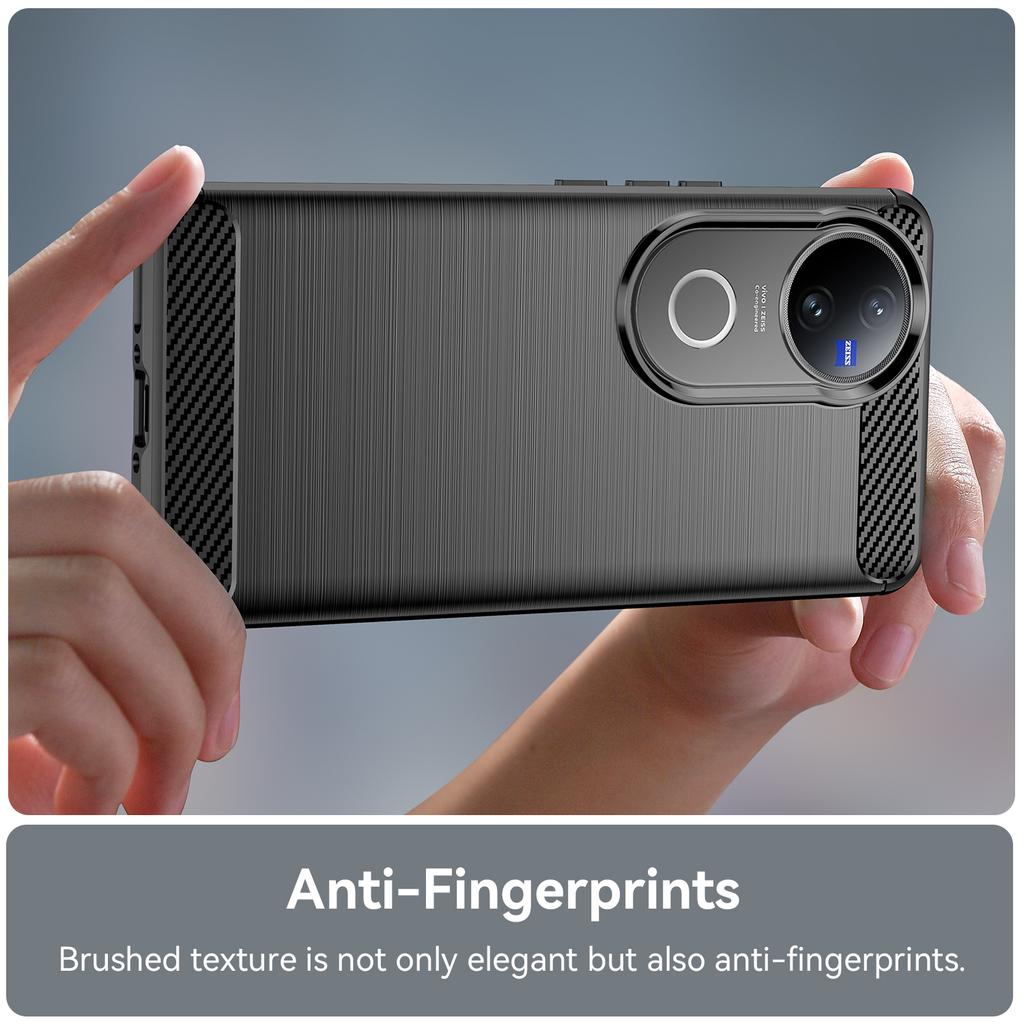 For vivo V50 5G Case Protective Phone Cover Carbon Fiber Texture Brushed