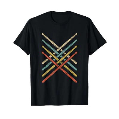 Retro Vintage Drummer 70s 80s Distressed Drum Sticks T Shirt Vintage Washed Streetwear Breathable Homme Unisex Stylish Slightly