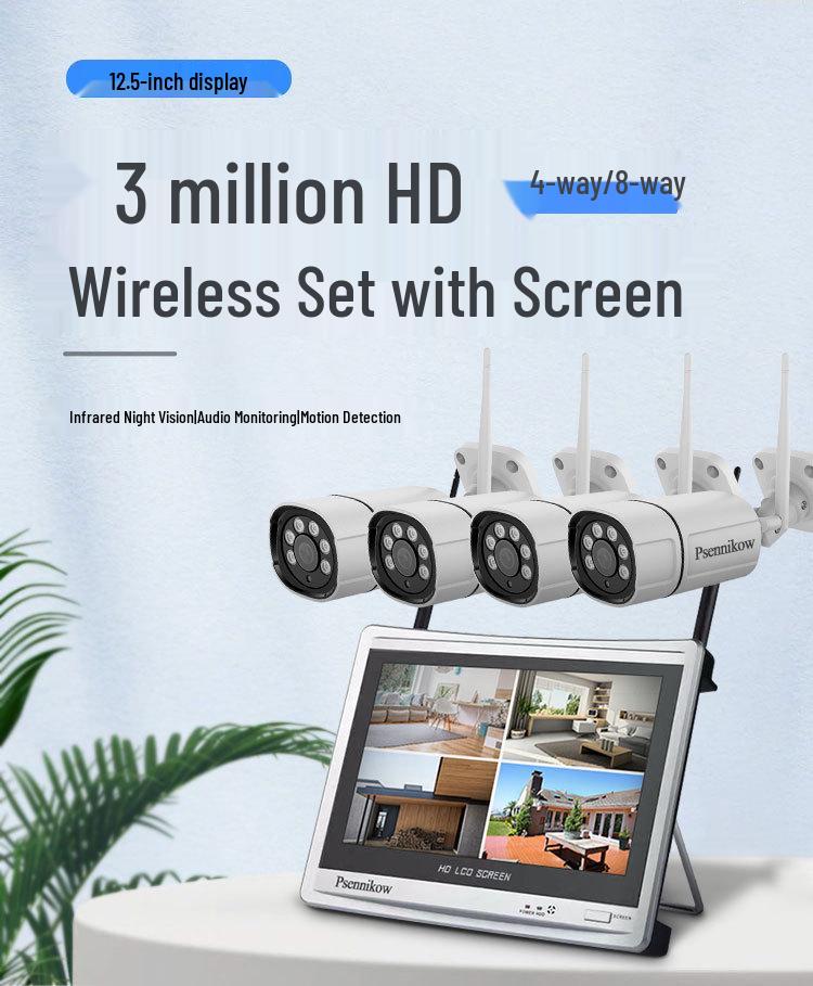 Беспроводной 4/8-канальный комплект для видеонаблюдения с экраном и 3 МП WiFi камерами