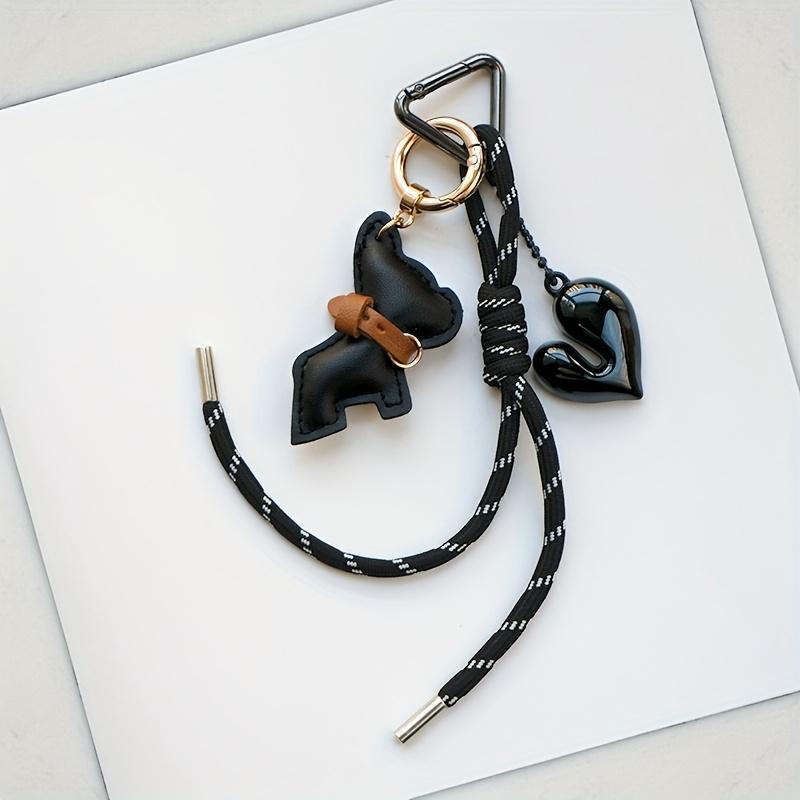 Bag Charm New Fashion French Bulldog Tassel Women Cute Bag Accessory PU Leather Car Key Ring Pendant