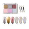 ALLMIRA Aurora Powder Nail Solid 6 Color Palette Nail Powder Gel Nail Color Nail Parts Home DIY Thin Sponge Tip Included (05)