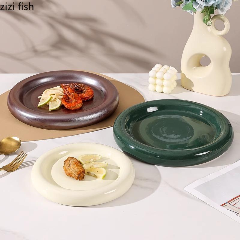 Solid Color Donuts Cake Plate Creative Ceramic Steak Plate Dessert Plate Salad Plates Sushi Plates Restaurant Display Tableware