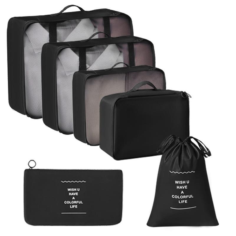 Travel Storage Bag Set - 7-Piece Multi-functional Compartment Bags for Clothes & Cosmetics