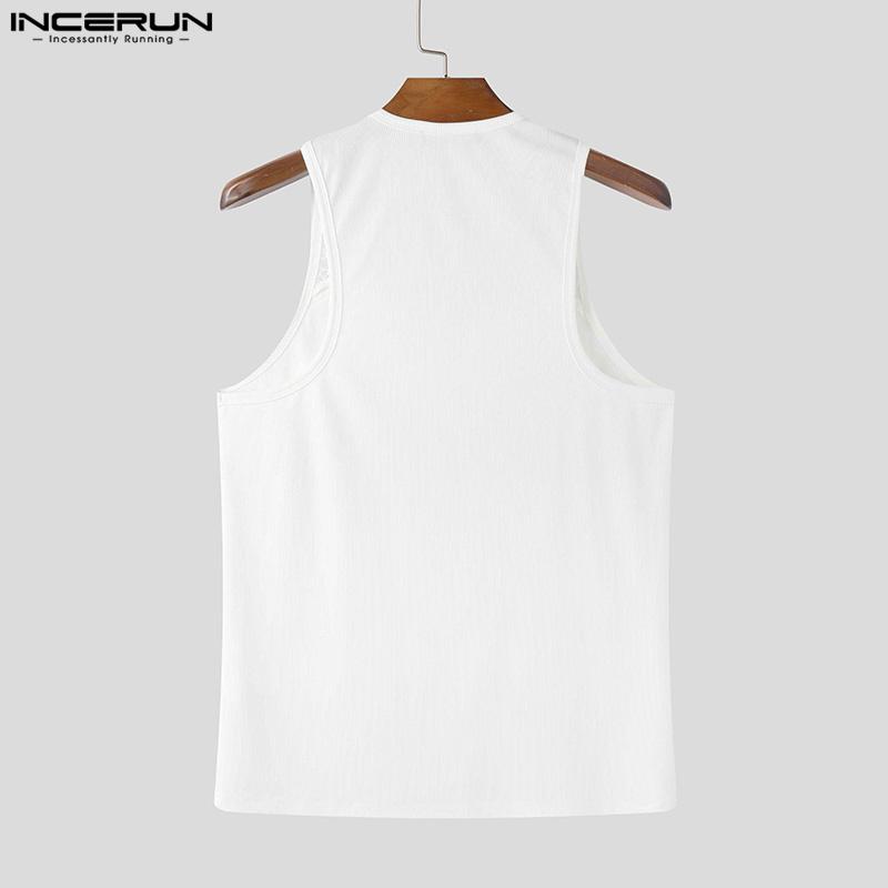 INCERUN Летние мужские безрукавки кружева пэчворк однотонные повседневные майки