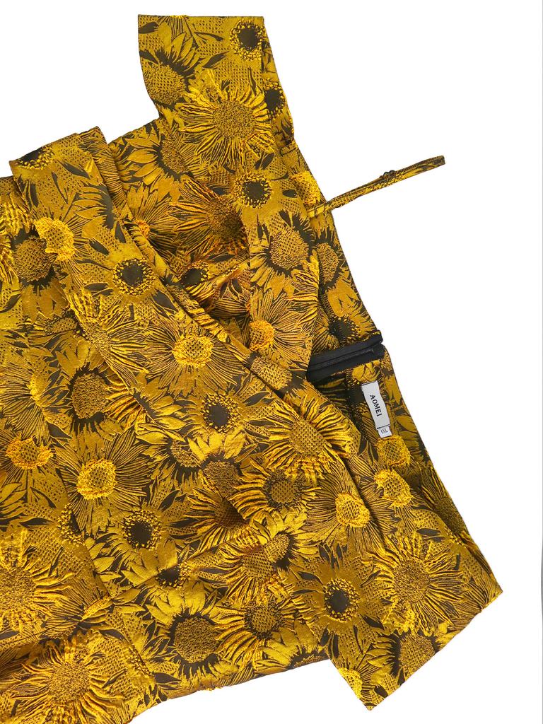 Комплекты из двух вещей для женщин: топ-пеплум с открытыми плечами и сетчатая юбка А-силуэта с цветочным жаккардом для коктейльной вечеринки и особого случая