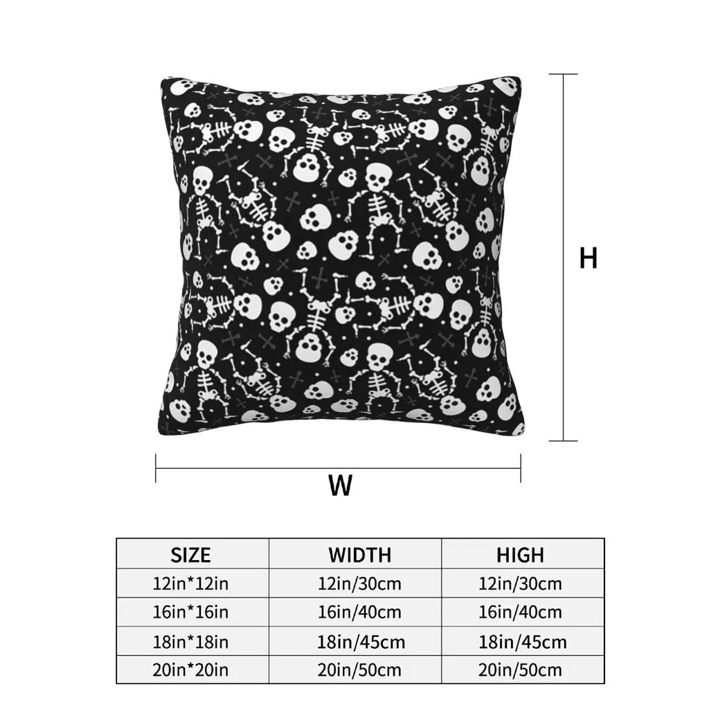 Skull Floral Rose Thorn Gothic 2 Pcs Square Pillowcase Pillow Cover Cushion Decor Comfort Throw Pillow For Home Bedroom