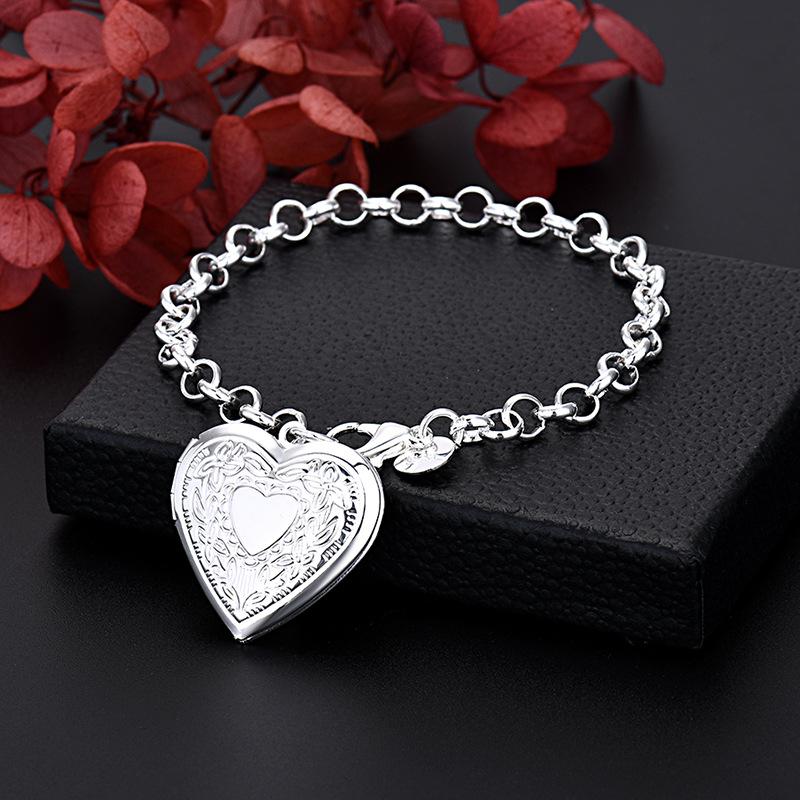 S925 Silver Plated Women's Love Frame Bracelet for Girl Party Gifts